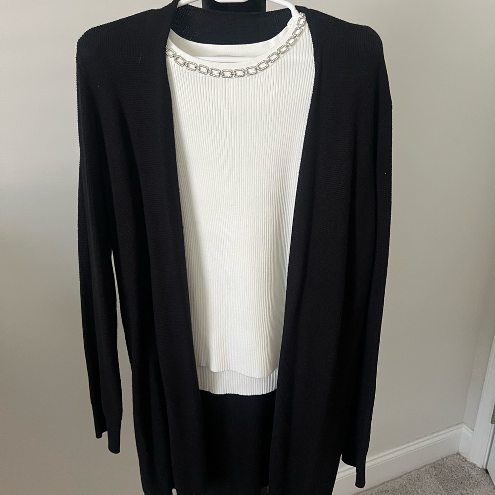 Black Open Front Cardigan Sweater